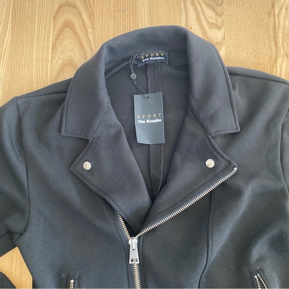 The Kooples Fleece Knit Moto Motorcycle Jacket Coat French Paris Stripe Grunge - Picture 3 of 10